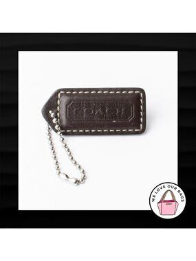 2" Medium COACH BROWN LEATHER KEY FOB BAG CHARM